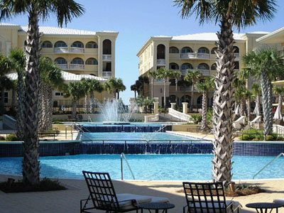 Condo overlooks 8000 sq foot pool