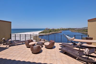 One of two balconies overlooking gulf and dune lake