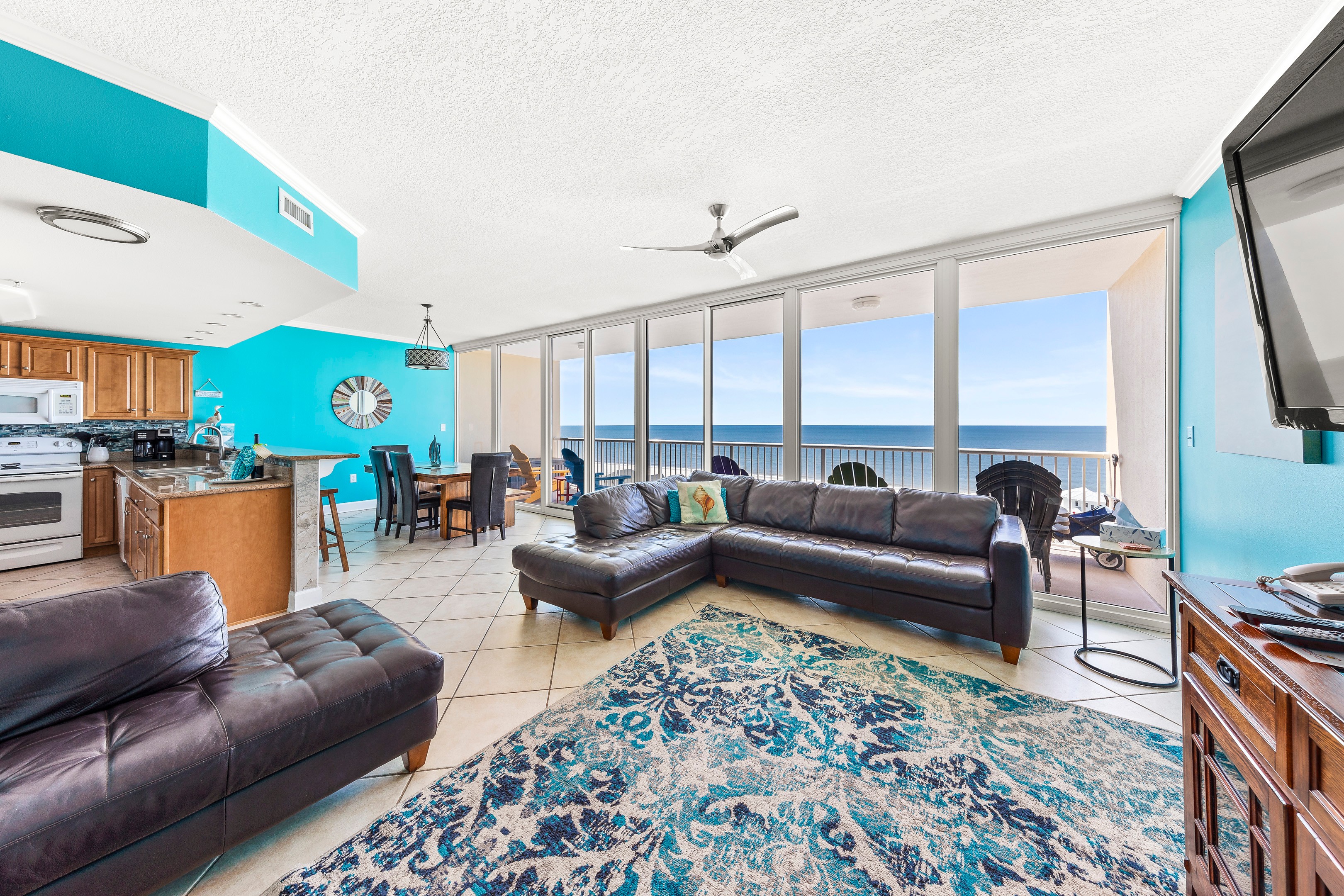 30 foot WALL OF GLASS gives you a great view of the Gulf from inside and the private balcony.