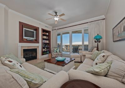 Living area with fireplace