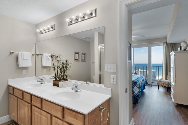 access to the attached bath from guest bedroom