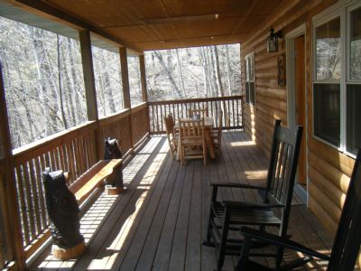 decks with winter view and creek