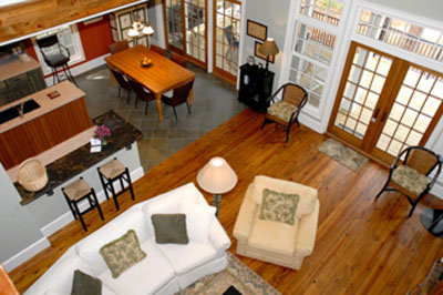 Expansive Living Room with Heart of Pine Floors