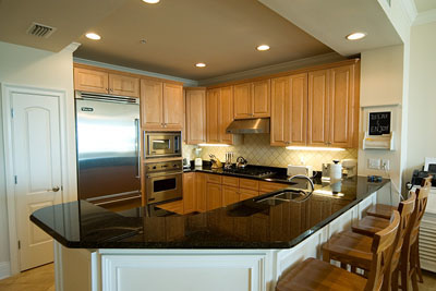 Gourmet kitchen with Viking Appliances and granite countertops.