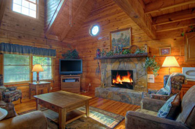 Family Room with Wood-burning
