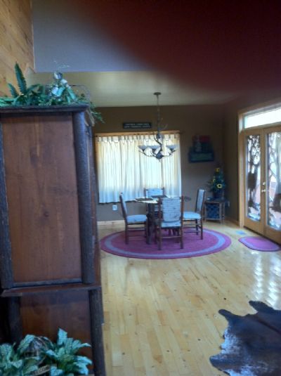 Open great room with dining room