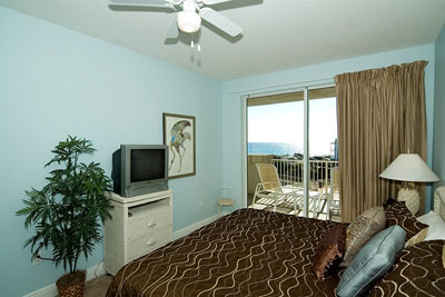 Master bedroom with sliding glass doors to gulf front balcony