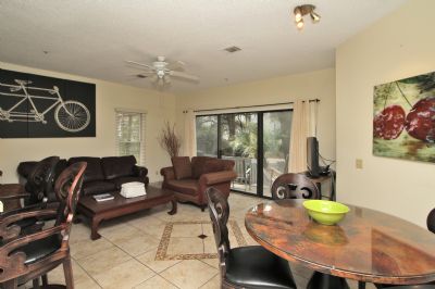 Open concept dining/living area.
