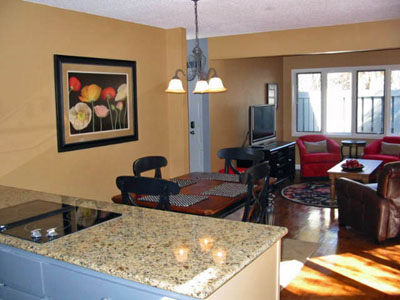 Kitchen opens into Dining Area