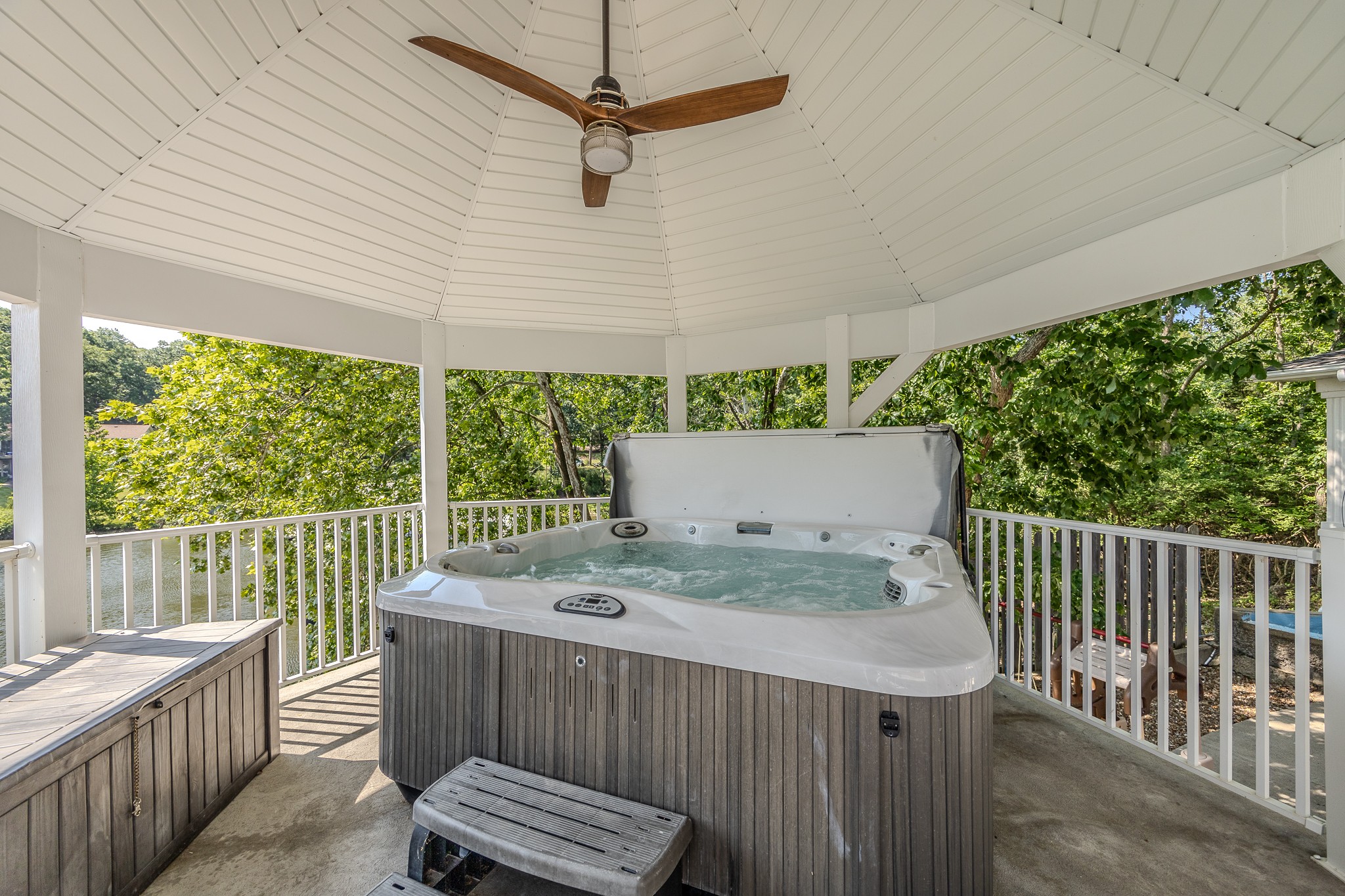 Relax in this serene hot tub gazebo
