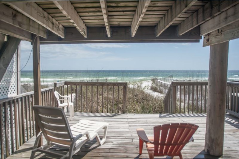 The Deck at sand level right on the beach