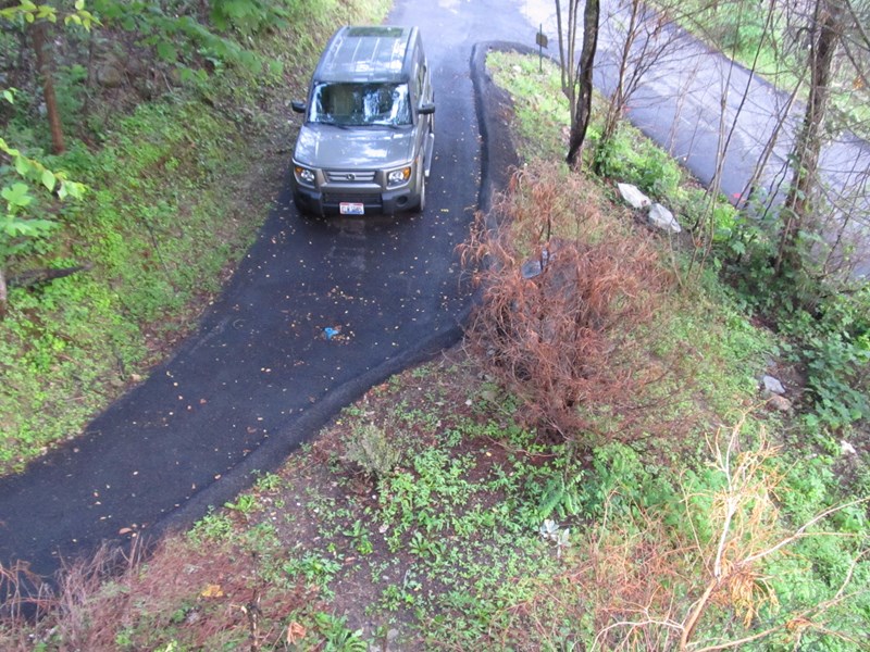 View of driveway from deck