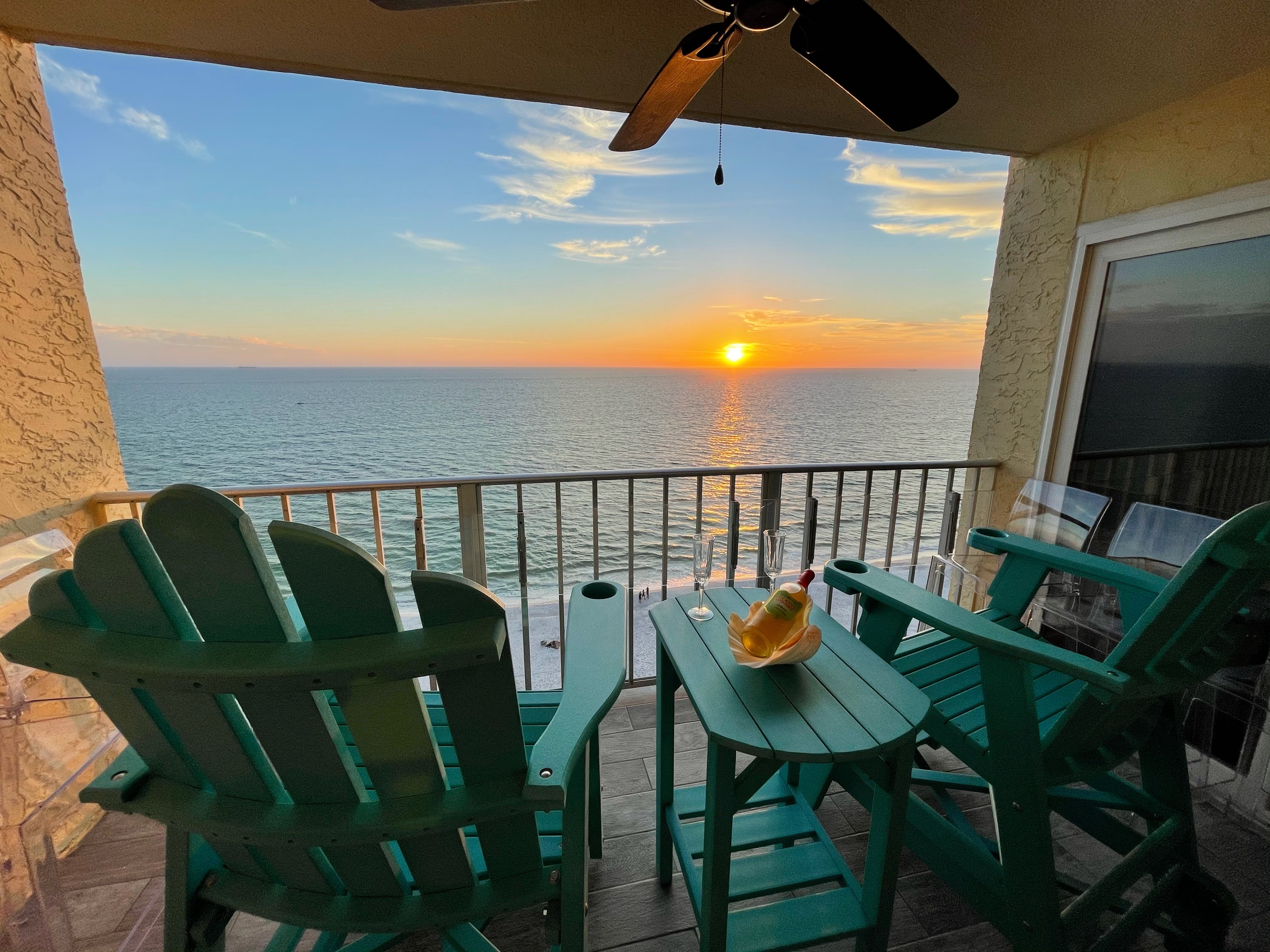 Enjoy the sunset on the balcony with these relaxing gliders!