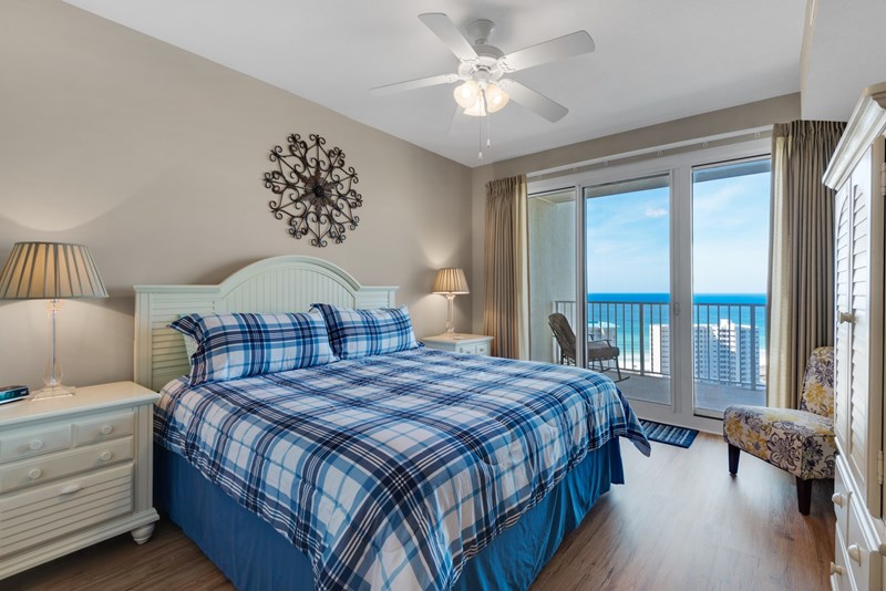 master bedroom suite with king bed and fantastic Gulf views!