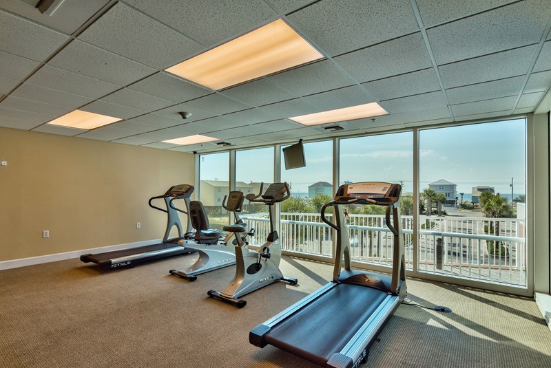 exercise room with a view
