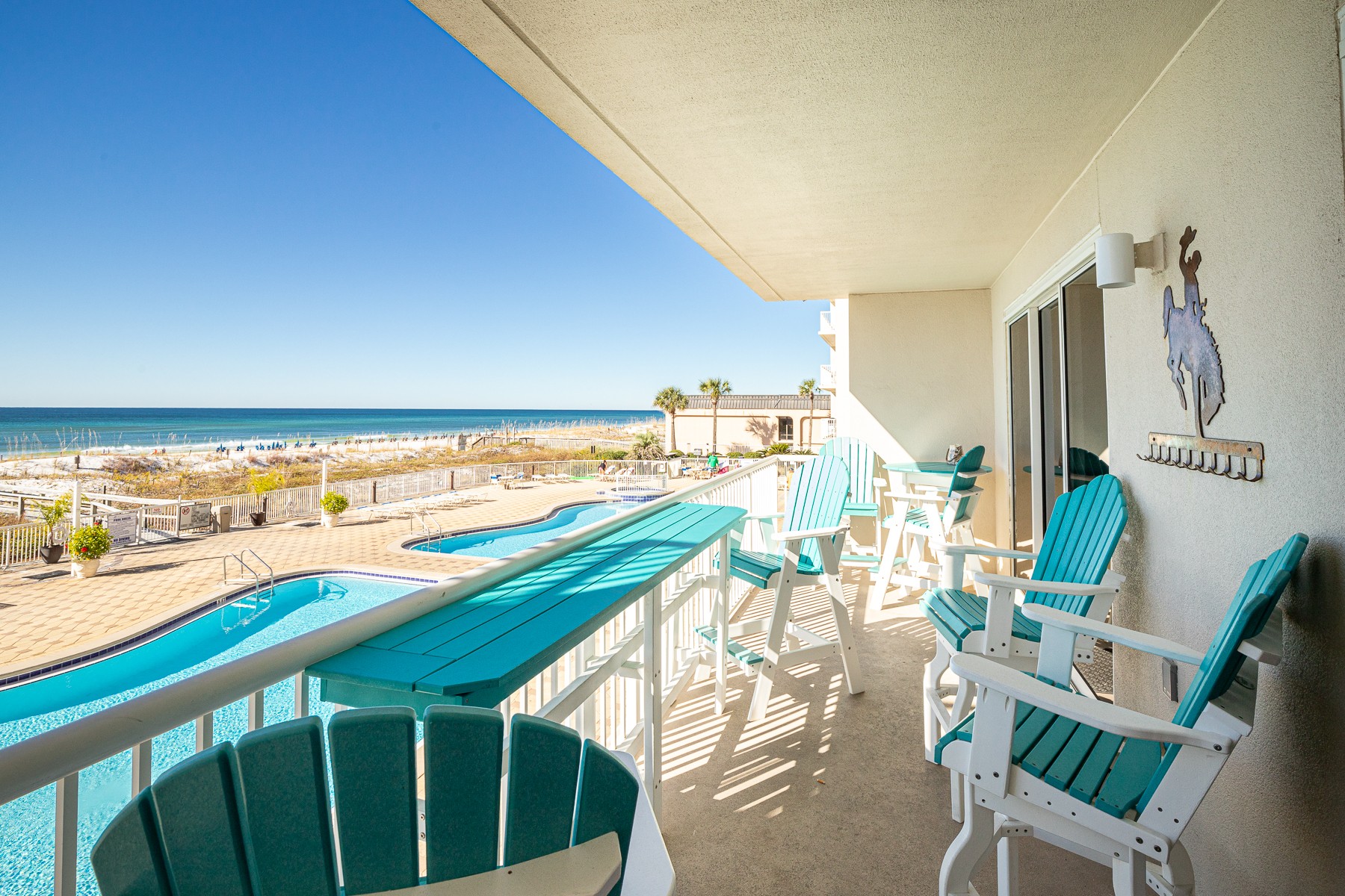 Spacious Balcony overlooking pool and ocean