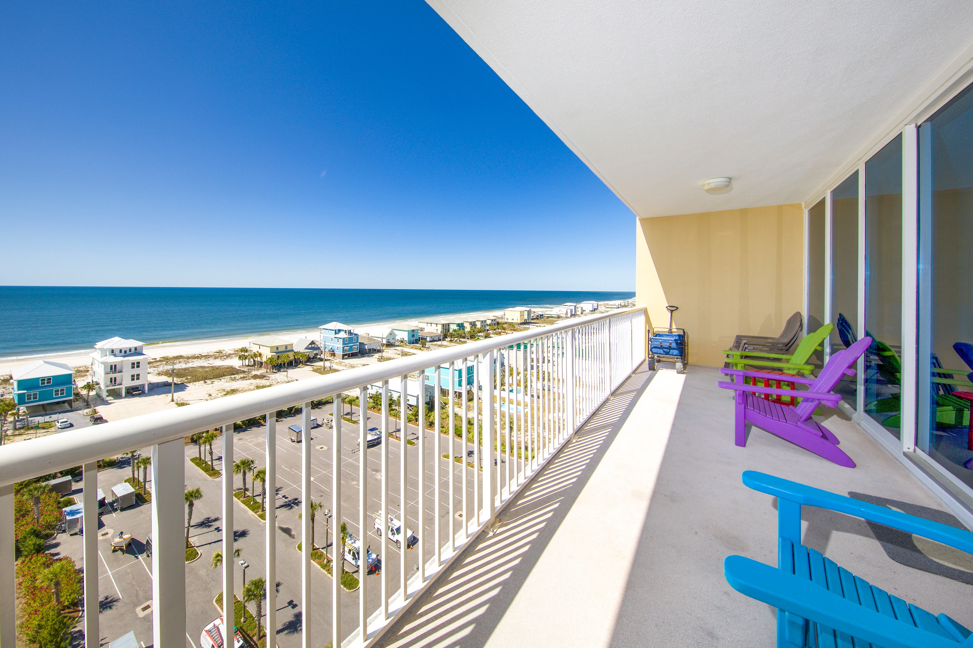 Enjoy the view of the Gulf and beach from the private balcony.