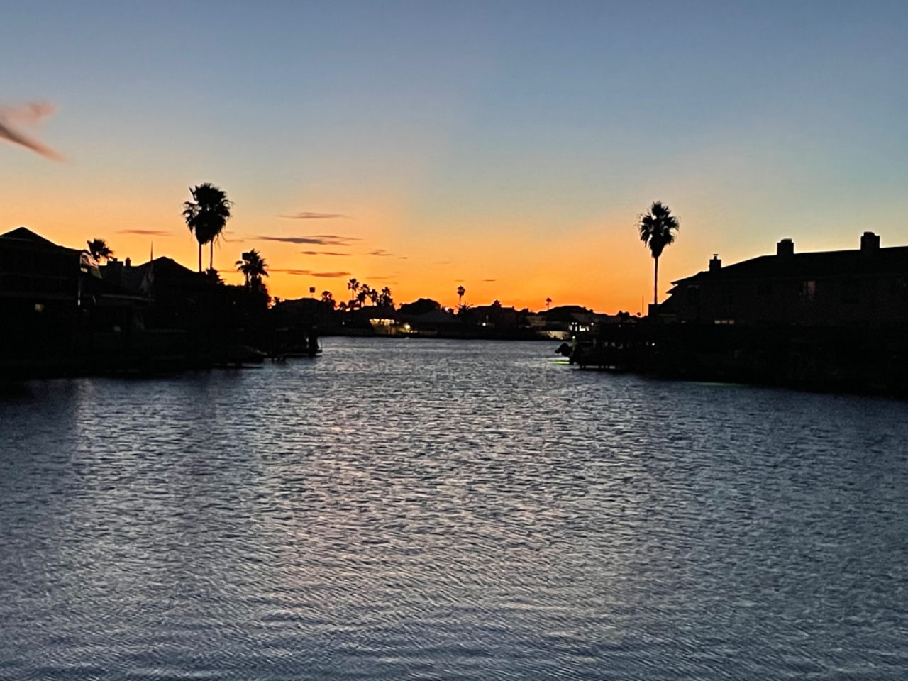 Nearby canal with Padre Island Sunset