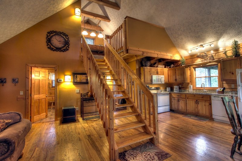 This Beautiful Solid Oak Stairway Leads to the Loft Game Room