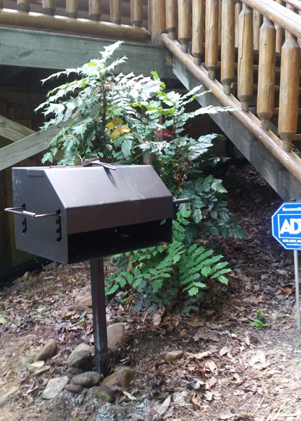 Charcoal Grill at bottom of steps