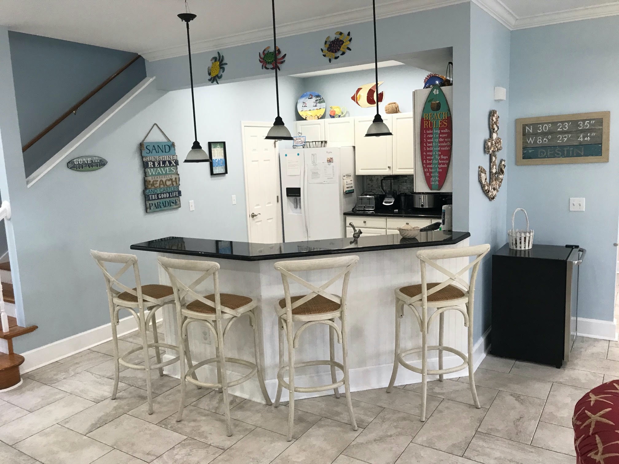 Granite Bar area with 4 stools
