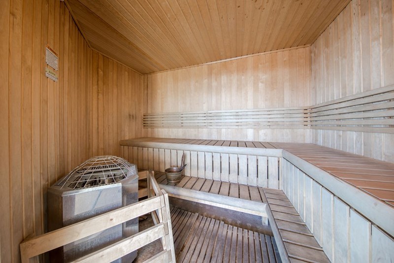 Exercise area includes a sauna